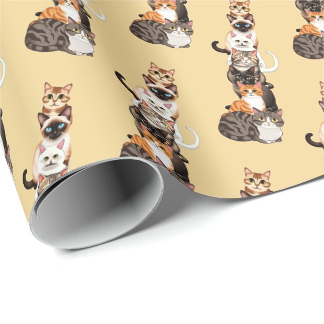 Cat-Er-Pillar Feline Tower Wrapping Paper (Roll Corner)