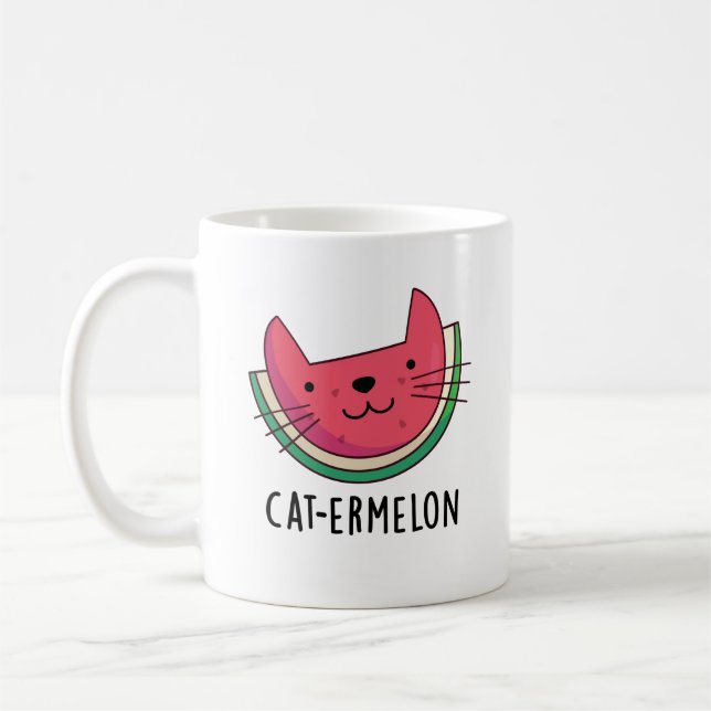 Cat-ermelon Funny Cat Watermelon Pun  Coffee Mug (Left)
