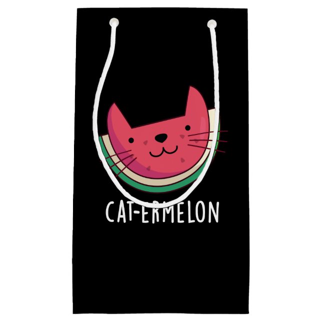 Cat-ermelon Funny Cat Watermelon Pun Dark BG Small Gift Bag (Front)