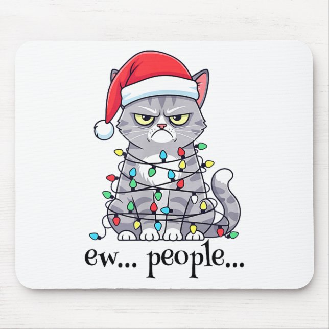 Cat Ew People Adult Humor Mens Womens Introvert An Mouse Pad (Front)