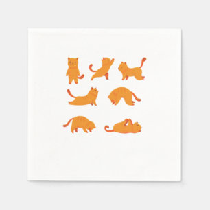 Cat Exercise Funny Cute Cat Animal Pet Owner Gift Napkin