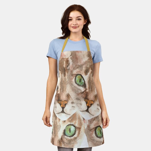 Cat Eye Design Aprons, Cat Family Cat Mom Gift Apron (Worn)