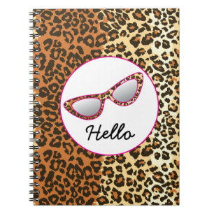 Cat Eye Glasses Leopard Print w/Custom Name Notebook
