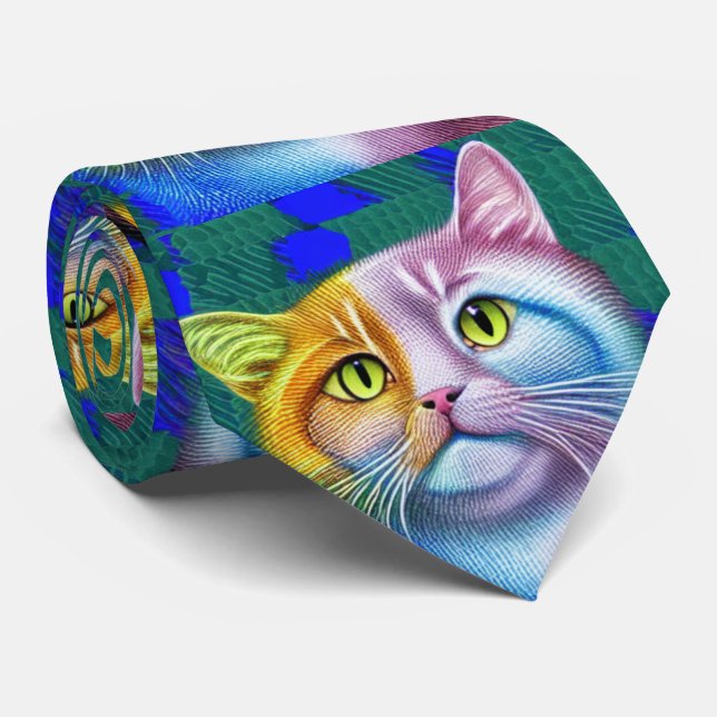  Cat Eyes Colorful   Pattern Tie (Rolled)