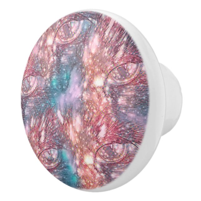 Cat Eyes Colourful Pink Teal Chic Elegant Texture Ceramic Knob (Right)