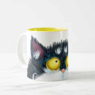 Cat eyes looking Two-Tone coffee mug