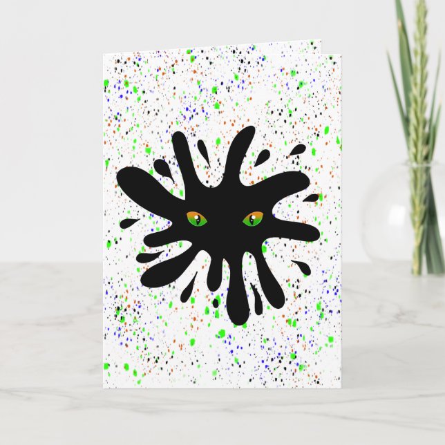 Cat Eyes Peering out a Black Hole Card (Front)