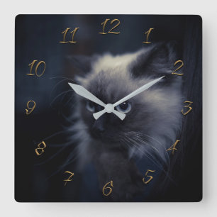 Cat eyes square wall clock