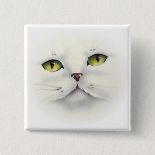 cat face 2 inch square button (Front)
