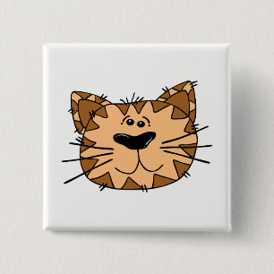 Cat Face 2 Inch Square Button