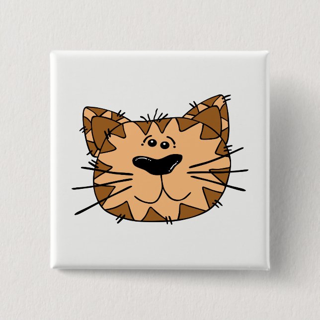 Cat Face 2 Inch Square Button (Front)