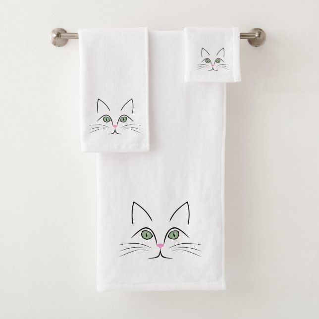Cat face bath towel set (Insitu)
