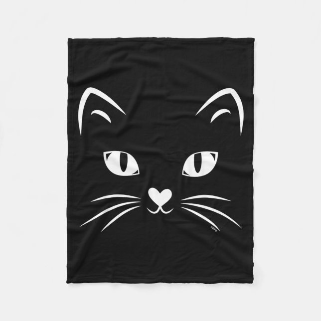 Cat Face Black Cat Halloween Costume Fleece Blanket (Front)