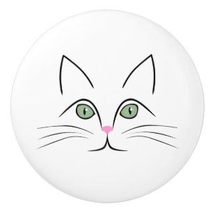 Cat face ceramic knob