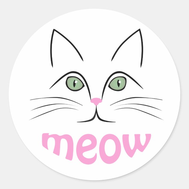 Cat face classic round sticker (Front)