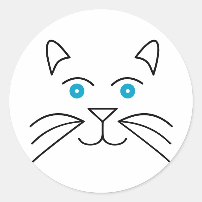 Cat face classic round sticker (Front)