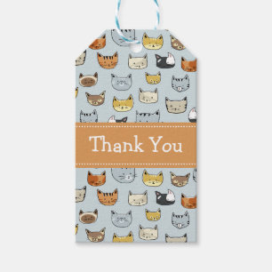 Cat Face Doodle Pattern Gift Tags