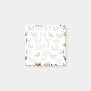Cat Face Doodle Pattern Post-it Notes
