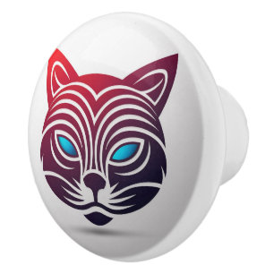 Cat Face Drawer Pull Cabinet Door Ceramic Knob