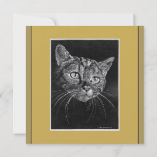 Cat Face Drawing By Mark Edward Westerfield Card 