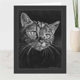 Cat Face Drawing By Mark Edward Westerfield  Thank You Card
