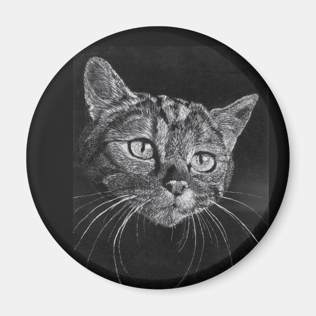 Cat Face Drawing Magnet (Front)