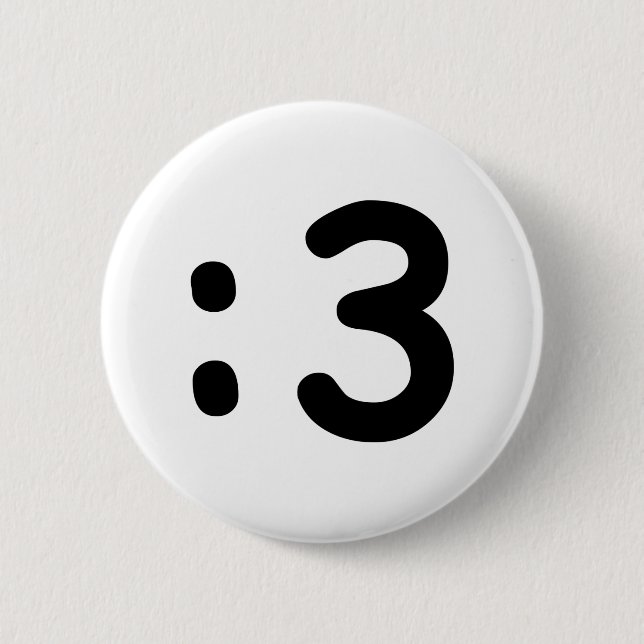 Cat Face Emoticon :3 2 Inch Round Button (Front)