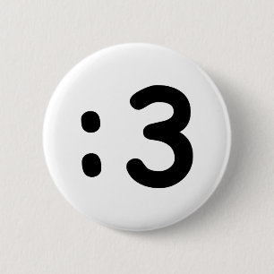 Cat Face Emoticon :3 2 Inch Round Button