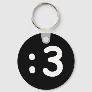 Cat Face Emoticon :3 Keychain