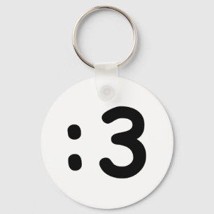Cat Face Emoticon :3 Keychain
