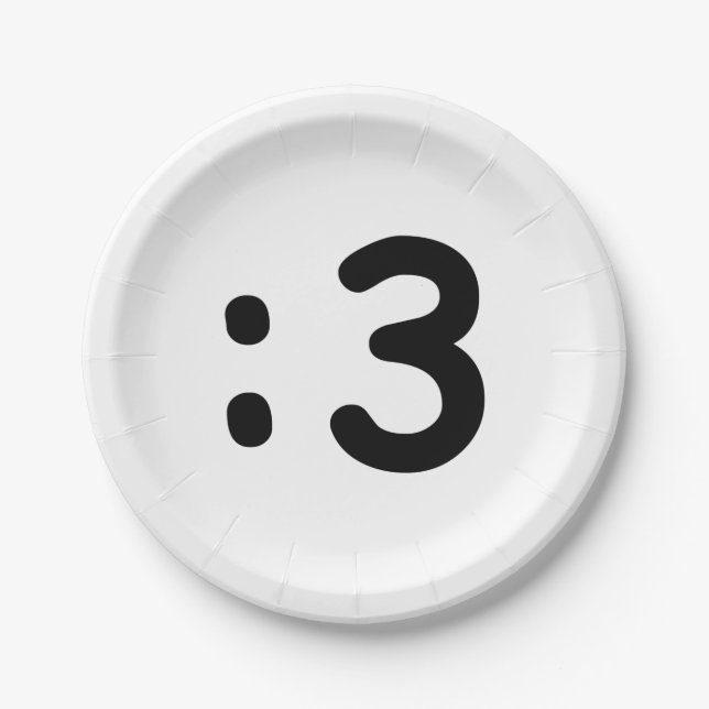 Cat Face Emoticon :3 Paper Plate (Front)