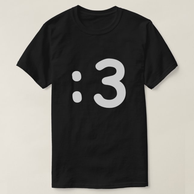 Cat Face Emoticon :3 T-Shirt (Design Front)