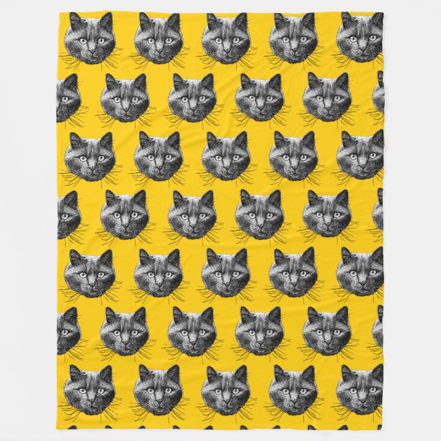 Cat Face Fleece Blanket (Front)