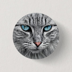 Cat Face Fractal Design-10682 1 Inch Round Button
