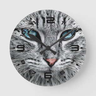 Cat Face Fractal Design-10682 Round Clock