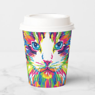 Cat Face Geometric Prismatic Design-32453 Paper Cups