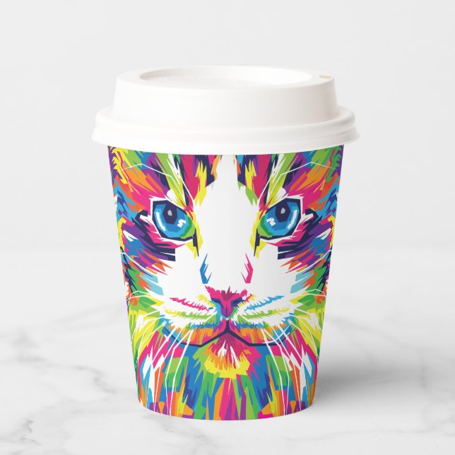 Cat Face Geometric Prismatic Design-32453 Paper Cups (Front)