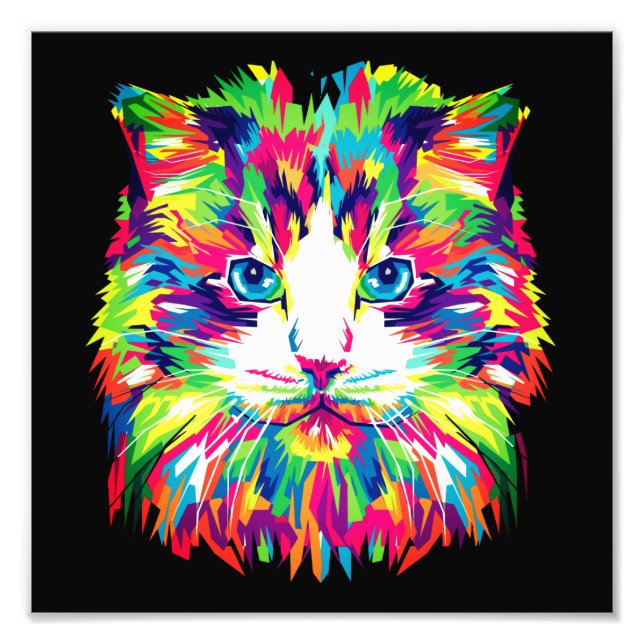 Cat Face Geometric Prismatic Design-32453 Photo Print (Front)
