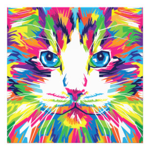 Cat Face Geometric Prismatic Design-32453 Photo Print