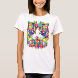 Cat Face Geometric Prismatic Design-32453 T-Shirt