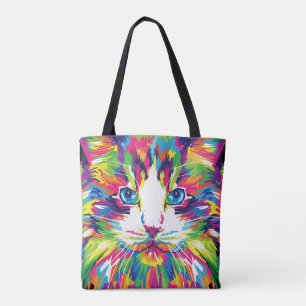 Cat Face Geometric Prismatic Design-32453 Tote Bag