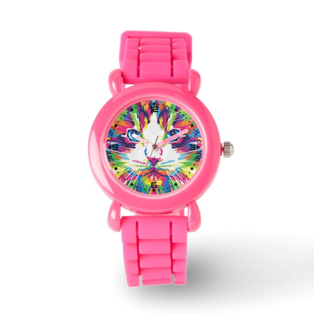 Cat Face Geometric Prismatic Design-32453 Watch (Front)