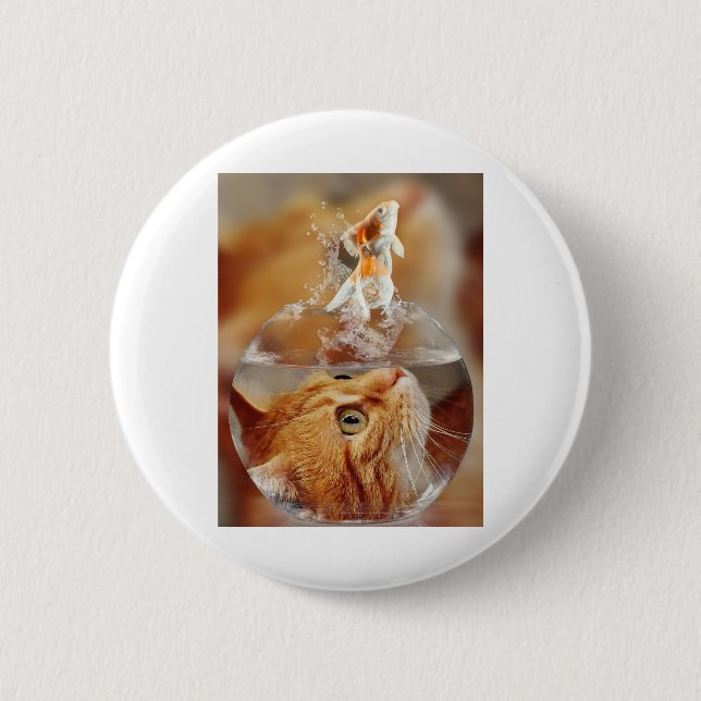 Cat Face Goldfish glass close Up view eyes 2 Inch Round Button (Front)