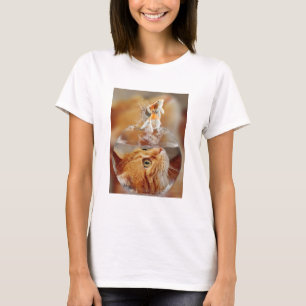 Cat Face Goldfish glass close Up view eyes T-Shirt
