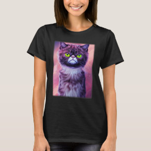 Cat face graphic animal pet grumpy kitten print T-Shirt
