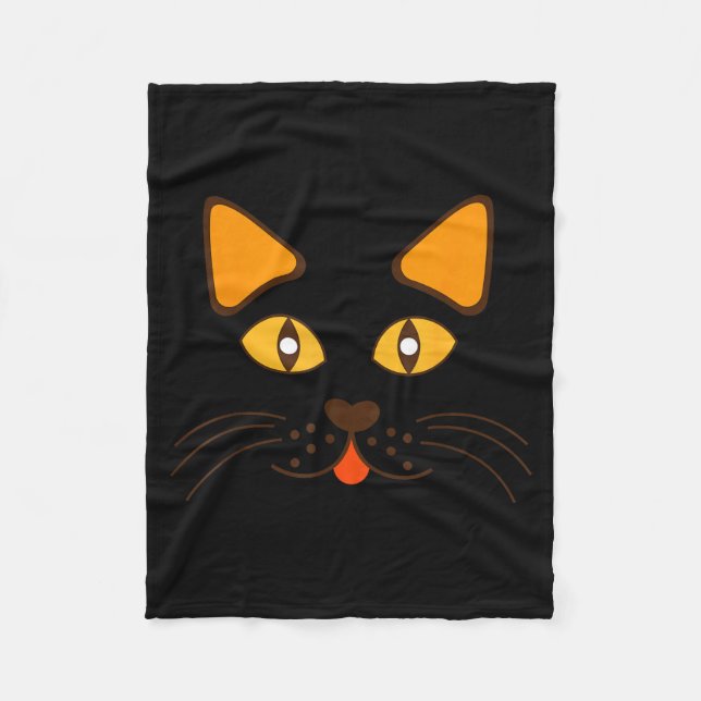 Cat Face Head Funny Cute Halloween Costume Fleece Blanket (Front)