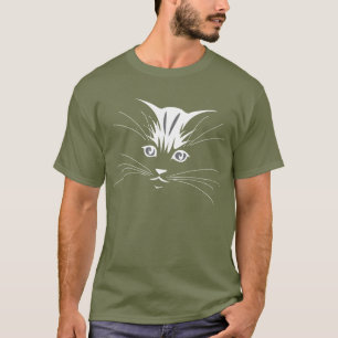 Cat Face in White T-Shirt