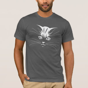 Cat Face in White T-Shirt
