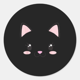 Cat face kittens eyelashes cute funny halloween classic round sticker