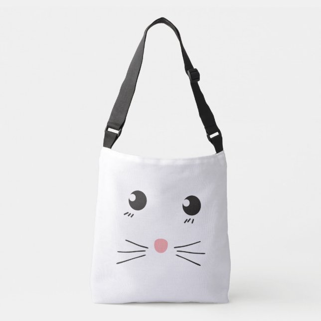 Cat face line drawing crossbody bag (Front)